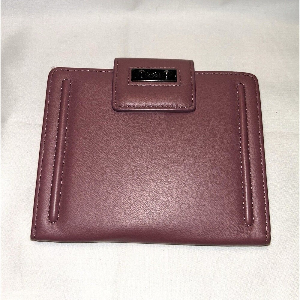 Kooba Leather Passport ID Card Holder Wallet Real Leather Color Plum